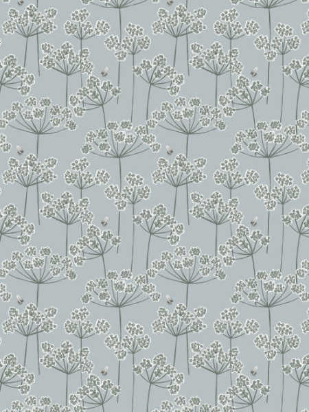 Cow parsley & bee on grey quilting fabric from Country Life Reloved by Lewis and Irene